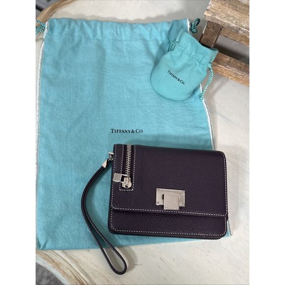 Tiffany & Co Pochette Wristlet Wallet Crossbody With Chain In Plum - Picture 16 of 16